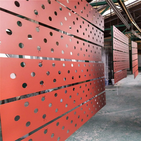珠海金騰達(dá)3.0mm鋁單板廠紅色沖孔鋁單板商業(yè)街招牌圓形孔鋁單板幕墻